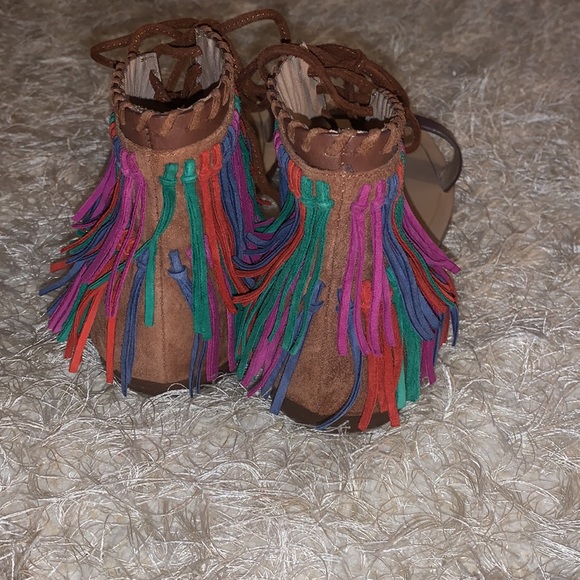 ZARA Fringed Flat Suede Leather Sandals Size 8 - Picture 9 of 9